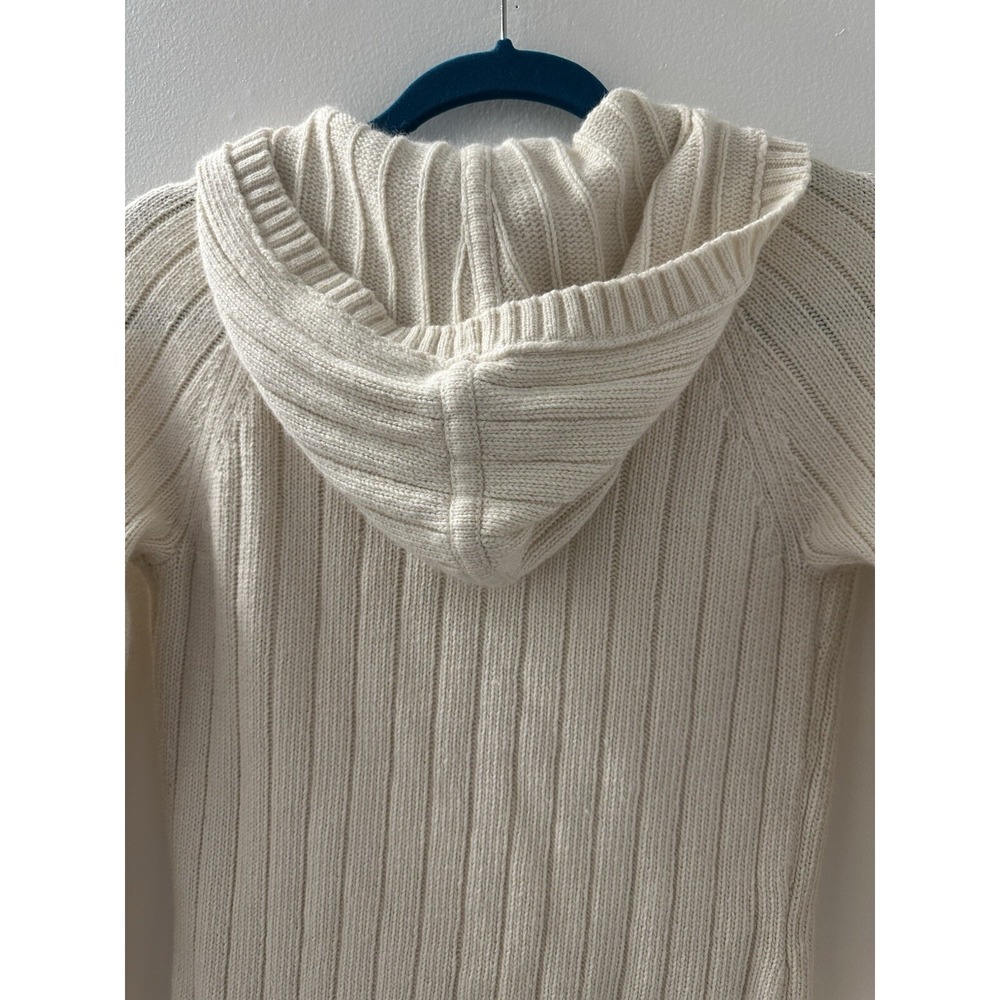 American Eagle Women's Knit Sweater Hooded Beige Y2K Size M - Picture 6 of 12
